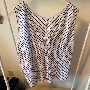 Worn once Loft outlet tie back black and white striped tank top size XL